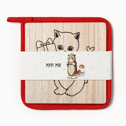 Кухонный набор «Котик»: подставка 15×15 см, прихватка 17×17 см