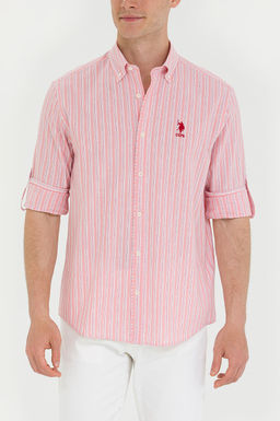 U. S. Polo Assn Мужская рубашка лосося в белую полоску - U.s. polo assn фото 6