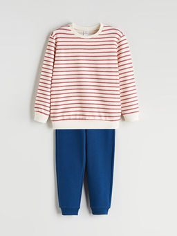 ?izgili Erkek ?ocuk Sweatshirt ve E?ofman Alt 2li