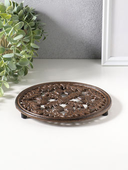 Сувенир чугун подставка "Жёлуди и дубовые листья" 18х18х1,5 см