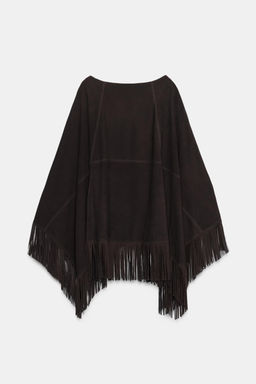 LEATHER FRINGE CAPE - Zara фото 9