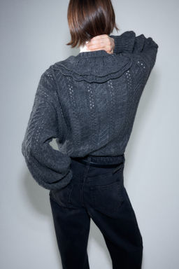 C?rdigan en punto trenzado con cuello bobo - H&m фото 5