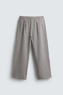 COMFORT STRIPED SEERSUCKER TROUSERS - Zara фото 7
