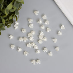 Цена за 2 шт. Бусины для творчества пластик «Колокольчик жемчужный» набор 40 шт. 1×0.9×0.9 см