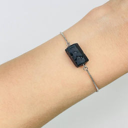 Браслет регулируемый с камнем черный Турмалин Шерл