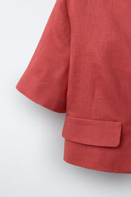 BLAZER BOT?N JOYA 100% LINO / Coral rojo - Zara фото 4