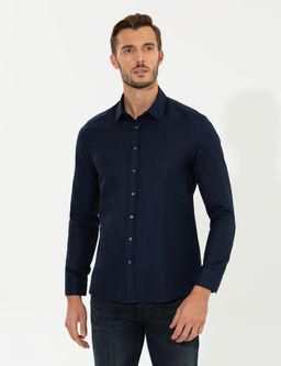 Lacivert Slim Fit Oxford G_mlek