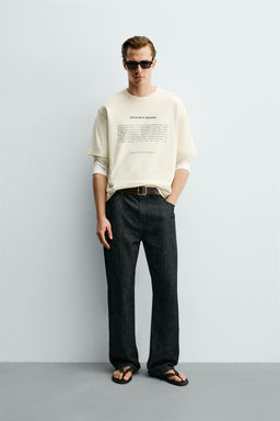 CAMISETA TEXTO ESTAMPADO / Blanco roto