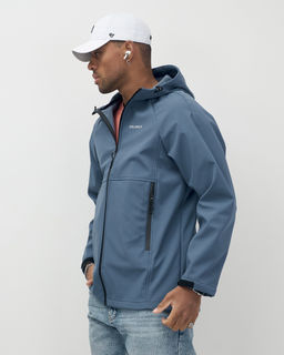 Ветровка спортивная мужская с капюшоном softshell синего цвета 9563S - Mtforce фото 8