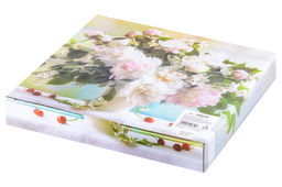 Тарелка декор. 20*20*2 см "Букет пионов" круг + крючок + подставка