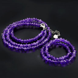 Набор бусы и браслет из камня Аметист с огранкой