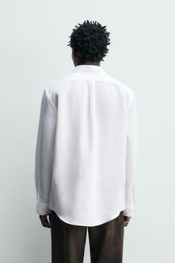 CAMISA REGULAR FIT  ALGOD?N - LINO / Blanco - Zara фото 3
