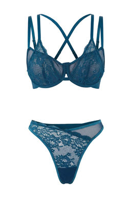 Siyah Dantel/Tul Capraz Baglama Detayl? Kaps?z Balenli Ic Camas?r? Tak?m? THMSS26CC00013 - Trendyolmilla фото 8