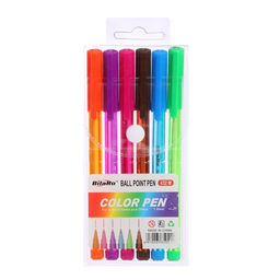 Набор ручек шариковых, 6 цветов, треугольный, тонированный корпус, в блистере на кнопке - Simaland фото 5