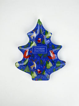 Блюдо новогоднее плоское «С Новым годом», 19.5×16.5 см