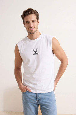 Beyaz Oversize/Geni_ Kesim %100 Pamuk Nak__l_ Atlet TMNSS26AL00002