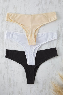 TRENDYOLMILLA Kahverengi-Cok Renkli 3lu Paket Micro Tanga Orme Kulot THMSS25KU00044  фото 6