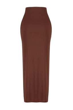Plaj Giyim Kahverengi DokumaMaxi Etek TBESS23ET00021