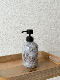 Диспенсер для жидкого мыла 350мл мрамор-серый стекло, пластик АБС - Denastia фото 2