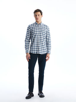 Regular Fit Uzun Kollu Ekose Gabardin Erkek G?mlek