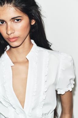 CAMISA POPEL?N VOLANTES / Blanco - Zara фото 10