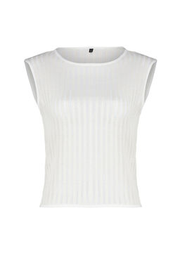 Ekru Triko Gorunumlu Bisiklet Yaka Regular/Normal Kal?p Orme Bluz TWOSS24BZ00504 - Trendyolmilla фото 7