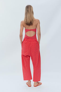 PANTAL?N CARROT VICHY LIMITED EDITION / Rojo / Coral - Zara фото 3