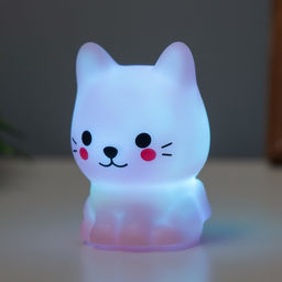Фигурка светящаяся RISALUX «Милый кот», LED-ночник, 2 Вт, LR44, розовый, 3.5×3×5.5 см