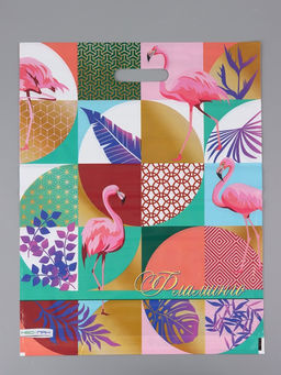 Цена за 25 шт. Пакет "Яркий фламинго, полиэтиленовый с вырубной ручкой, 41х51 80 мкм