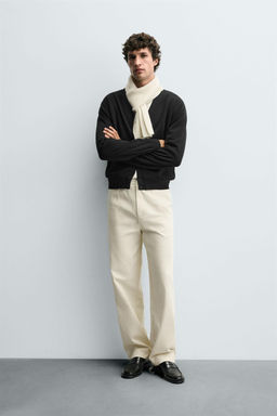 TWILL TEXTURED TROUSERS WITH BELT