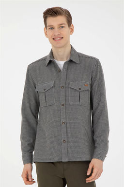 Мужская рубашка антрацитового цвета с длинным рукавом - U.s. polo assn фото 3