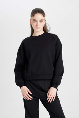 Regular Fit Bisiklet Yaka Kal?n Basic Duz Sweatshirt - Defacto фото 3