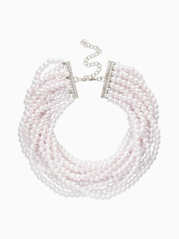 Чокер-бусы многослойный «Жемчужная императрица», 12 рядов, №6, L=30 см+10 см, белый в серебре