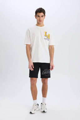 DeFactoFit NBA Los Angeles Lakers Oversize Genis Kal?p Bisiklet Yaka K?sa Kollu Tisort  фото 5