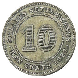 10 центов 1927 года Стрейтс Сетлментс