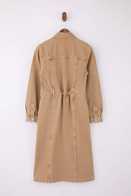 Bej Gomlek Yaka Maxi Denim Elbise TWOSS26EL00039