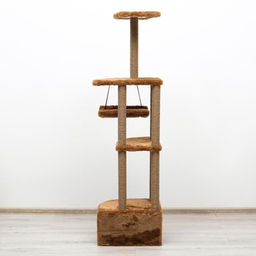 Комплекс для кошек с когтеточкой, угловой, 48 х 48 х 171 см, коричневый - Пижон фото 4
