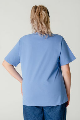 Арт. 31138 Футболка женская оверсайз 50-58 (5 шт) Цвет:Голубой - Калинка фото 11