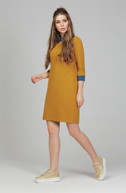 Коктейльное платье горчичный - Donna saggia фото 3