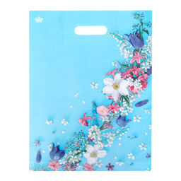 Цена за 50 шт. Пакет подарочный Очаровательные цветы, полиэтиленовый с вырубной ручкой, 31?40 см, 60 мкм