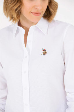 Женская белая базовая рубашка с длинным рукавом - U.s. polo assn фото 14