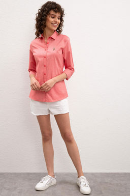 Женская красная базовая рубашка с длинным рукавом Неожиданная скидка в корзине - U.s. polo assn фото 4