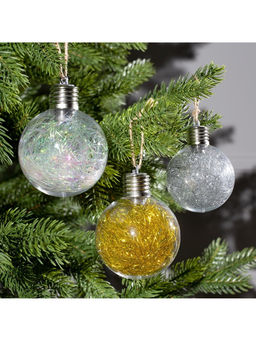 Набор ёлочных шаров Мишура цветная тёплая, 3 шт, d=8 см, 5 LED, от батареек, свечение белое - Luazon lighting фото 10