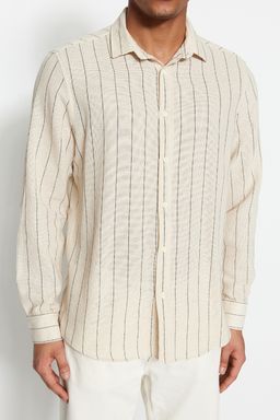 TRENDYOL MAN Siyah Cizgili Regular Fit Dokulu Gomlek TMNSS23GO00085 - Trendyolmilla фото 4