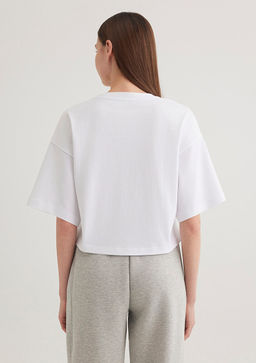 Mavi Logo Bask?l? Beyaz Crop Tisort  фото 5