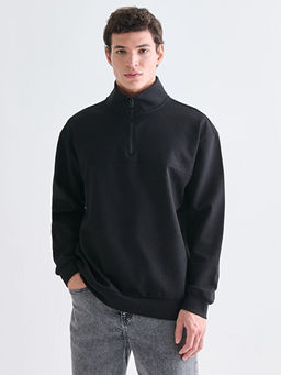 Fermuarl? Dik Yaka Erkek Sweatshirt