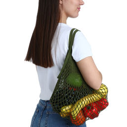 Сумка-авоська плетёная, клетка 1.5 см, зелёная