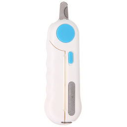 Когтерез инновационный для животных с LED подсветкой, пилкой и отсеком для ногтей "ПРЕМИУМ", прорезиненная ручка, цвет белый, 22*3*15см (фабр коробка)