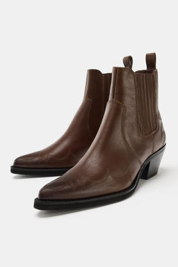 BOT?N COWBOY PIEL BORDADOS / Marr?n - Zara фото 3