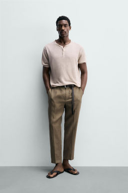 PANTAL?N RELAXED FIT 100% LINO / Marr?n / Topo